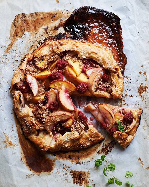 Late Summer Peach And Raspberry Galette With Almond Crumble by ...