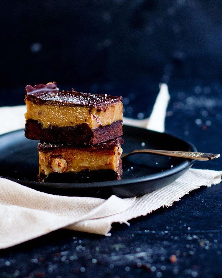 Chocolate, Hazelnut & Espresso Caramel Slice by claudiabrick Quick & Easy Recipe The Feedfeed