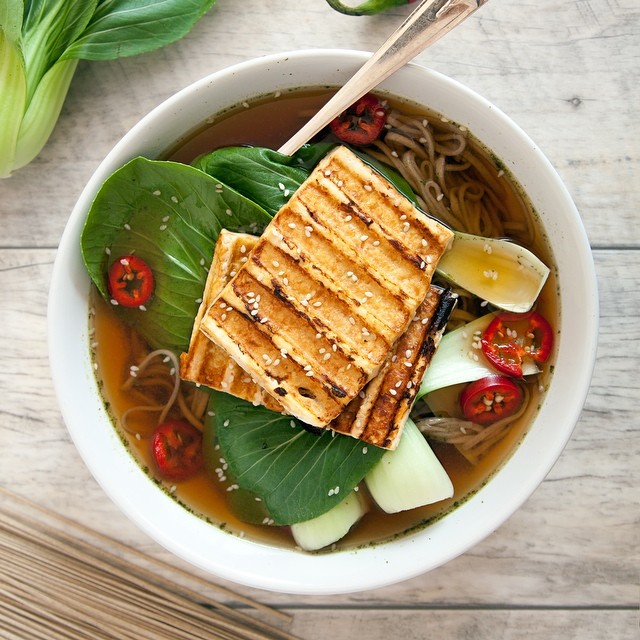 Spicy Grilled Tofu Bok Choy And Soba Noodle Soup By Amummytoo Quick