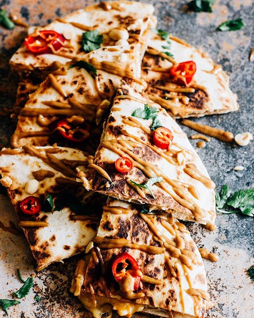 Thai Peanut Chicken Quesadillas Recipe The Feedfeed