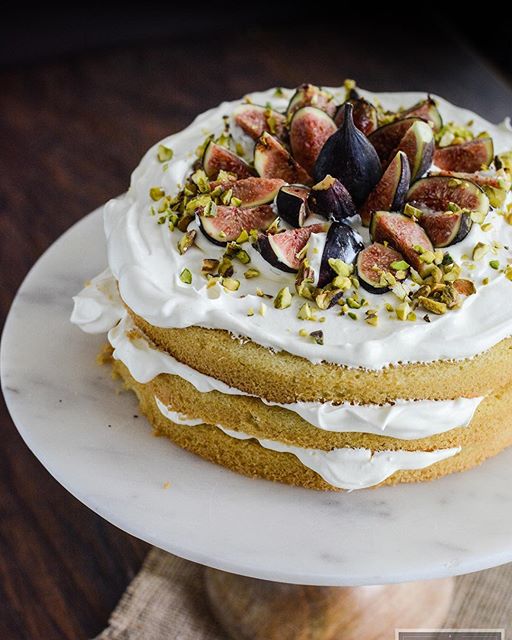 Layer Cake With Coconut Cream, Figs, Pistachios And Honey by