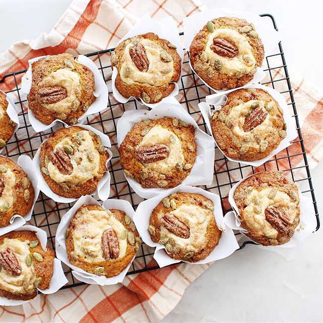 Maple Cream Cheese Pumpkin Toffee Muffins recipe by The Sweet & Simple