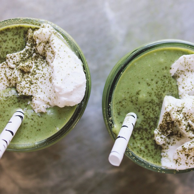 Vanilla & Matcha Almond Milk Shakes recipe