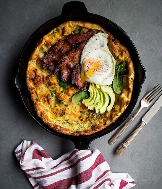 Savory Dutch Baby With Cheddar, Spinach And Bacon by c.r.a.v.i.n.g.s Quick & Easy Recipe The