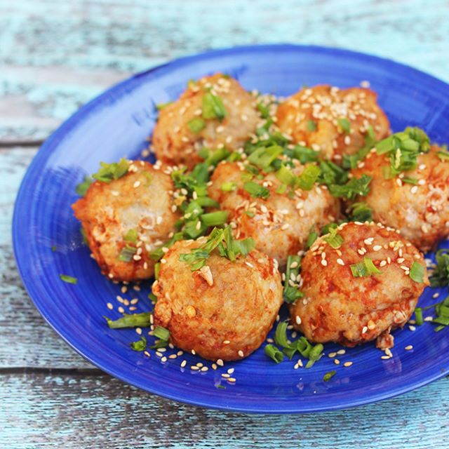 Chicken Meatballs With Sriracha Recipe | The Feedfeed