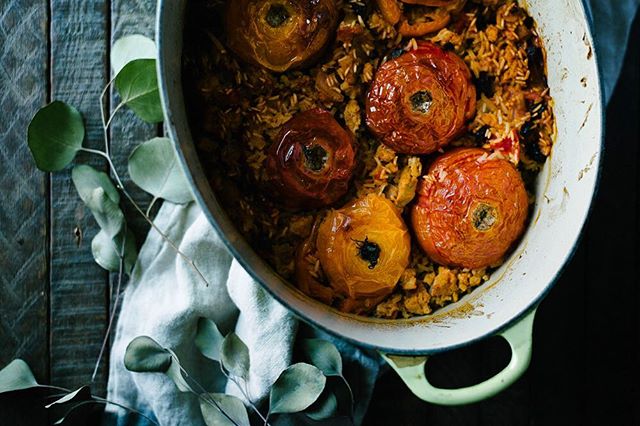 Mediterranean Chicken And Rice Stuffed Tomatoes by goeatyourbeets ...