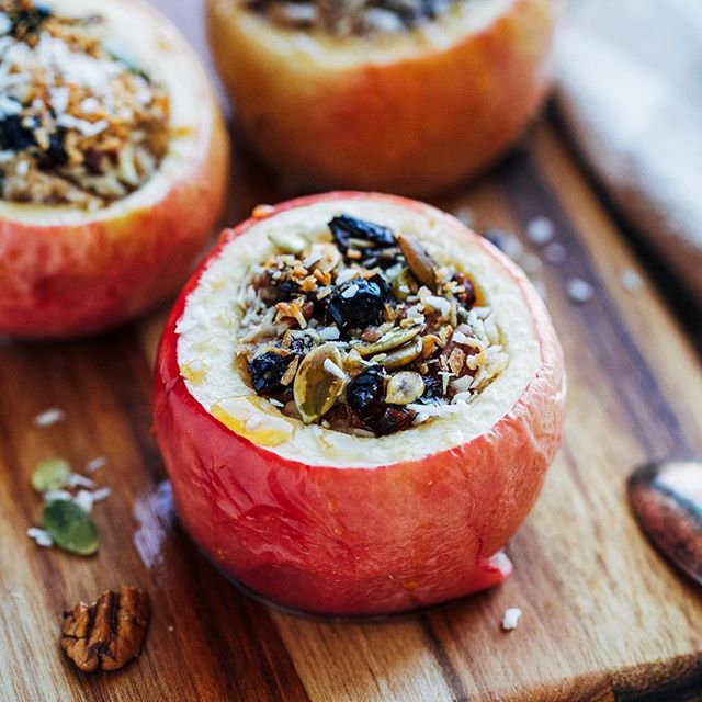 Baked Apples With Almond Butter, Coconut, Raisins, Pecans And Pumpkin