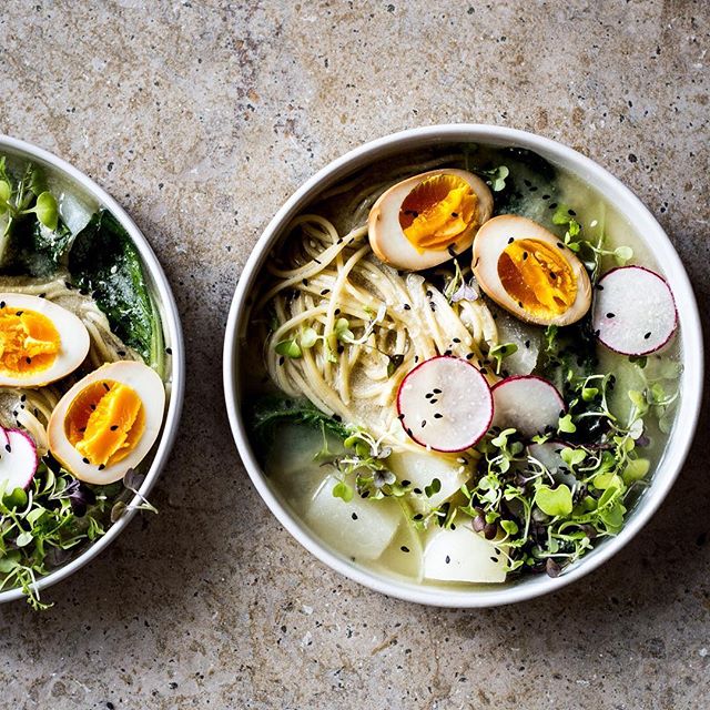 Miso Ramen With Soy Sauce Eggs, Bok Choy And Turnips by andreabemis
