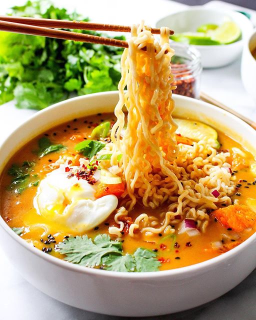 Ramen With Coconut, Ginger And Lemongrass Broth With Roasted Pumpkin ...