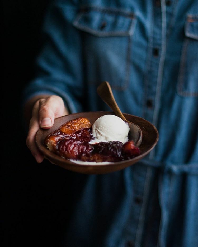 Spiced Wine Plum Tart Tatin Recipe By Kayley Mccabe The Feedfeed