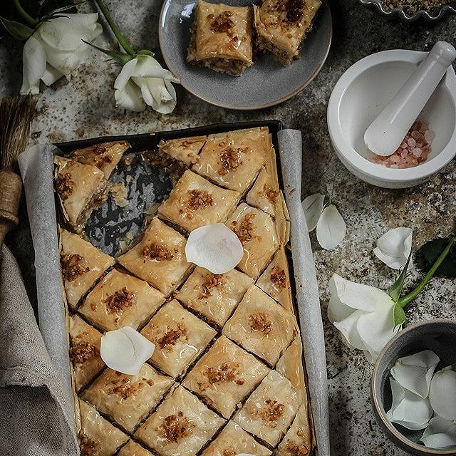 Baklava With Walnuts Orange Blossom Water And Rosewater Recipe By Aimee Twigger The Feedfeed