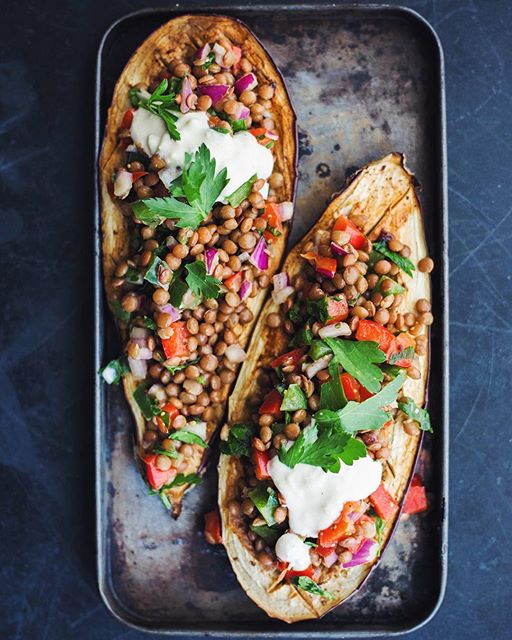 Roasted Eggplant With Lentil Salad Recipe The Feedfeed