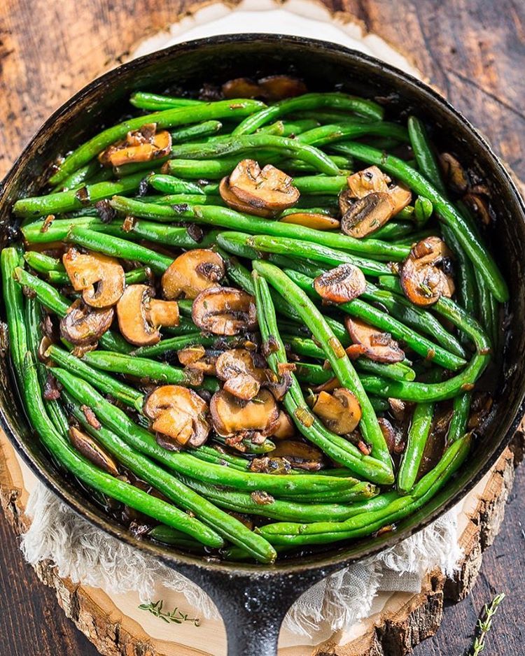 Green Beans With Bacon Mushroom Sauce by get.inspired.everyday Quick