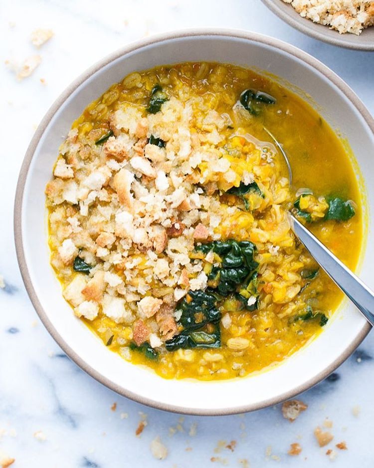 Farro And Turmeric Lentil Soup With Garlic Breadcrumbs Recipe The