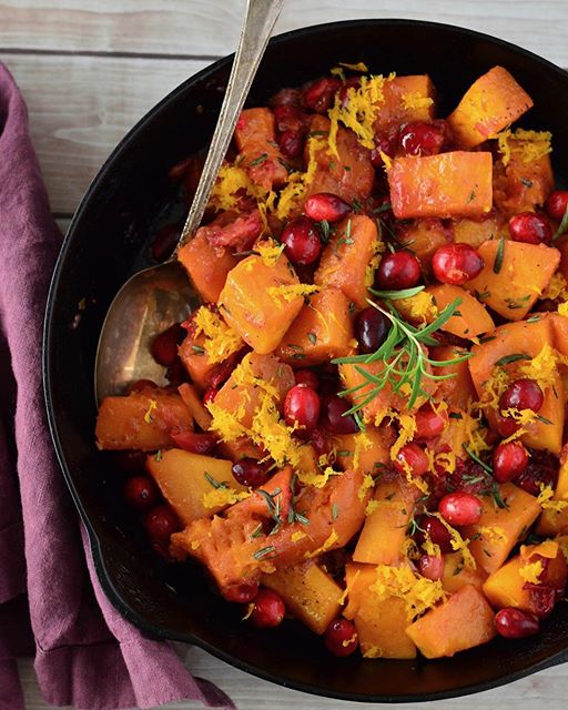 Apple Cider Braised Butternut Squash With Cranberries And Balsamic