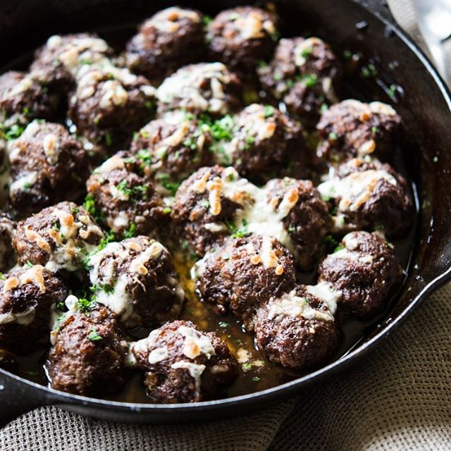 Caramelized Onion Meatballs With Mozzarella Recipe | The Feedfeed