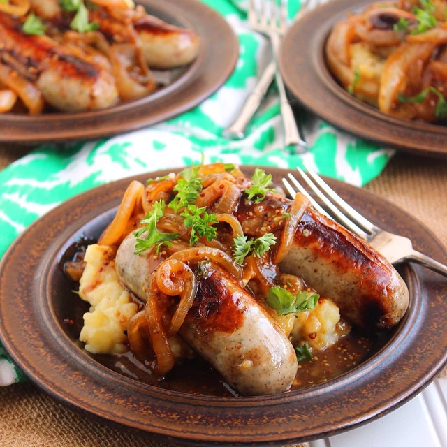 Bangers And Mash With Onion Mustard Gravy Recipe The Feedfeed