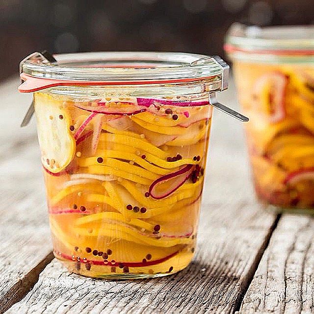 Pickled Yellow Courgettes & Red Onion With Dill & Mustard Seeds Recipe