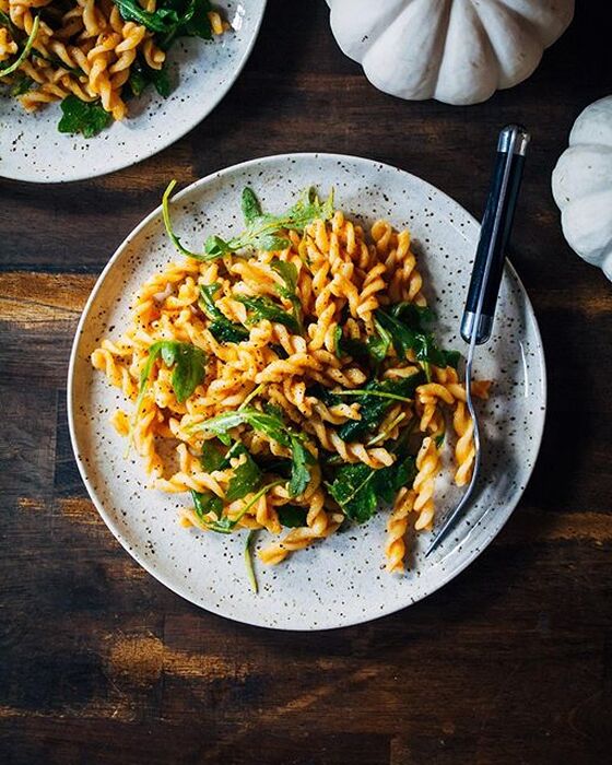 Roasted Mushroom And Garlic Pumpkin Pasta By Occasionallyeggs Quick Easy Recipe The Feedfeed