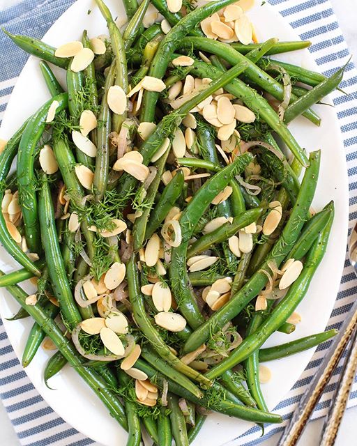 Green Beans With Warm Apple Cider Vinegar Shallot Dressing And Toasted