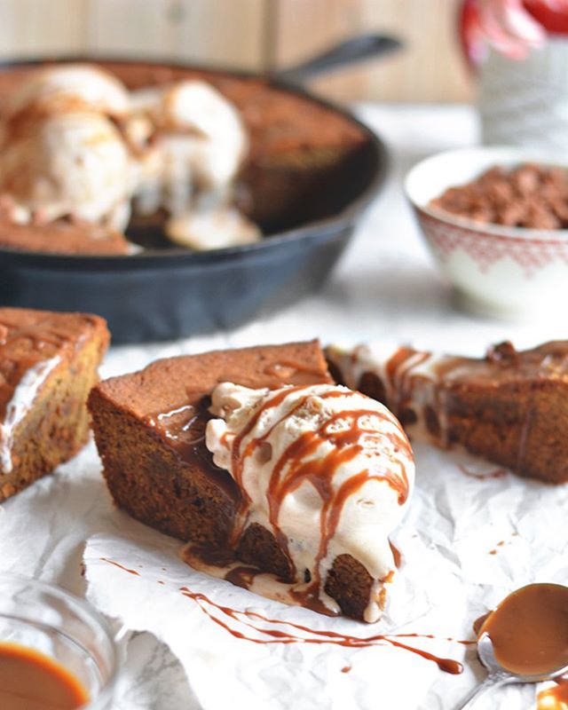 Gingerbread Skillet Cookie With Whiskey Caramel Recipe The Feedfeed
