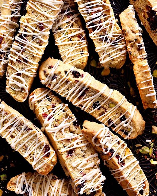 Cranberry Pistachio Biscotti With White Chocolate Drizzle recipe by