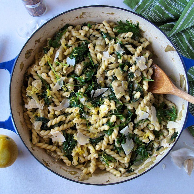 Garlicky Kale & Artichoke Pasta Recipe The Feedfeed