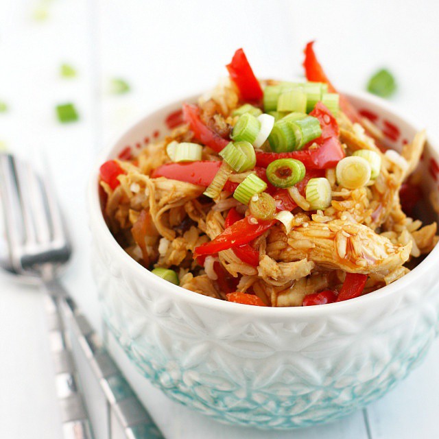 Sticky Chicken Teriyaki Rice With Sweet Onion & Bell Pepper by