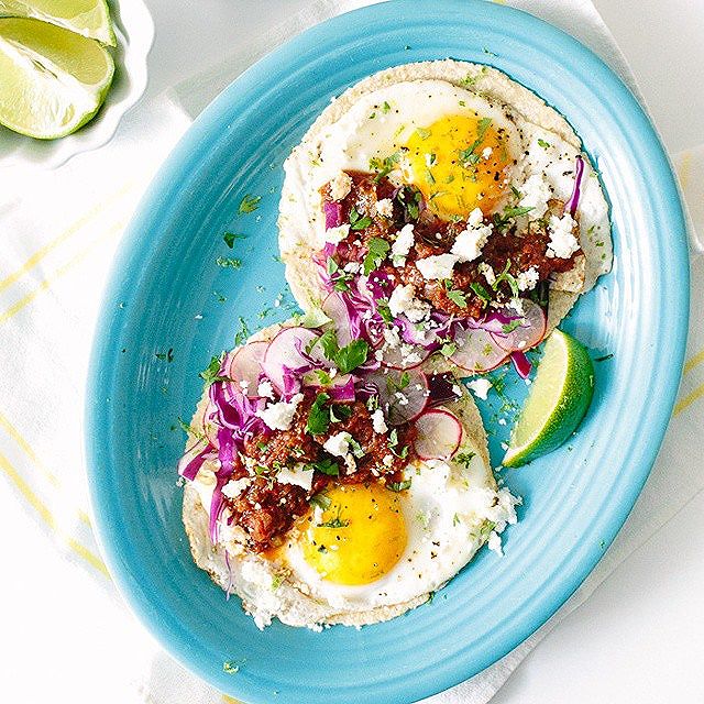 Huevos Rancheros Tacos With Queso Fresco Crumbles recipe