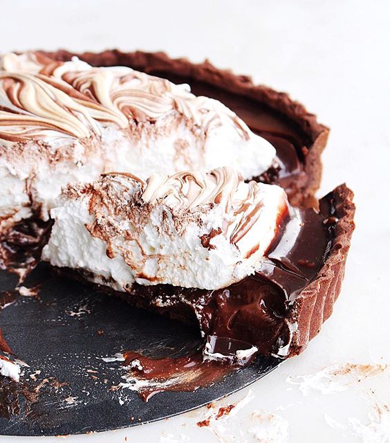 Milk Chocolate Pudding Pie With Cocoa Swirl Meringue recipe by The