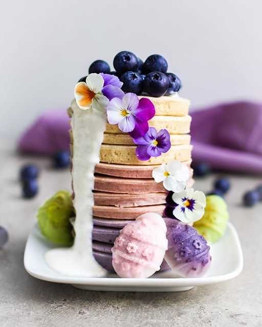 Ombré Pancakes With Coconut Yogurt Sauce by healthyeating_jo Quick & Easy Recipe The Feedfeed