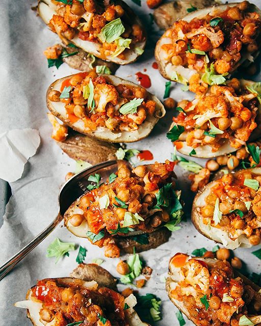 Buffalo Chickpea And Cauliflower Baked Potatoes Recipe The Feedfeed 9770