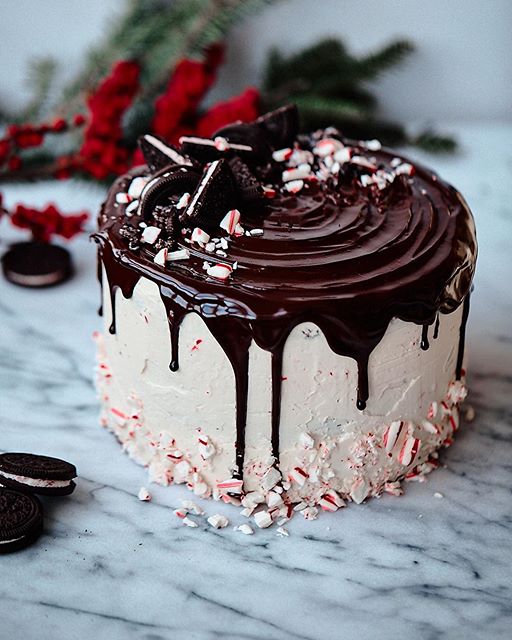 Peppermint Chocolate Cake With Candy Cane Swiss Meringue Buttercream
