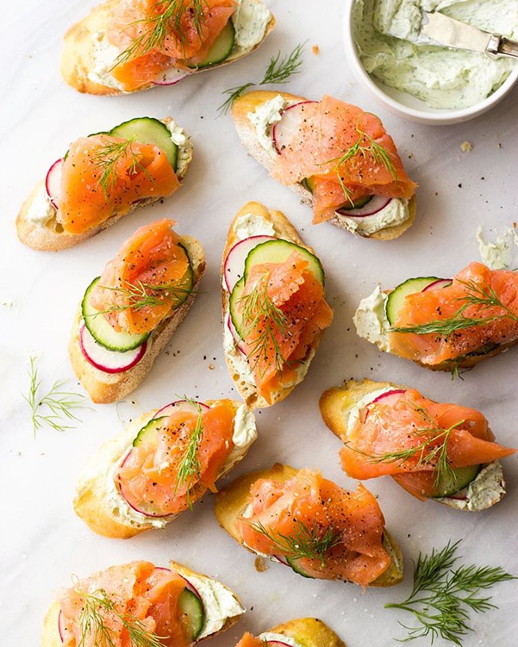 Smoked Salmon And Herb Cheese Crostini Recipe | The Feedfeed