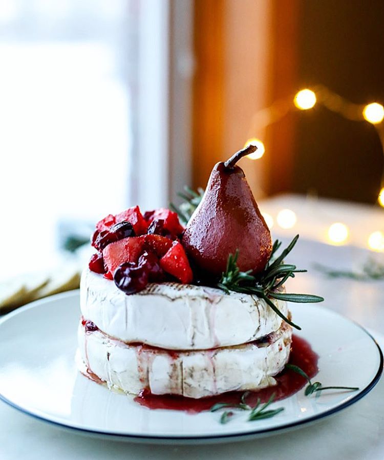 Brie Cheese With Red Wine Poached Pear Recipe The Feedfeed