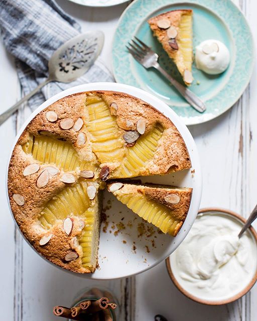 Almond And Oat Poached Pear Cake With Almond Chantilly Cream Recipe