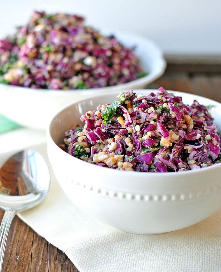 Purple Cabbage Kale And Quinoa Salad With Greek Yogurt Dressing By Noshandnourish Quick 3086