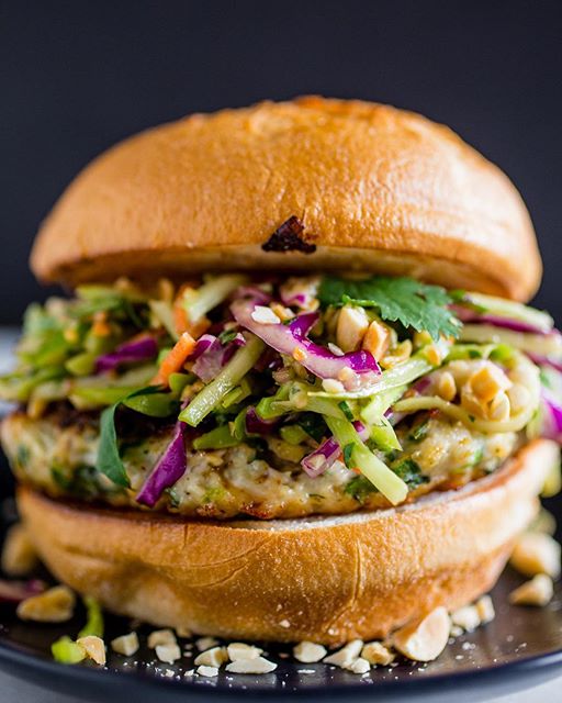 Thai Chicken Burgers With Peanut Butter Sauce Recipe The Feedfeed