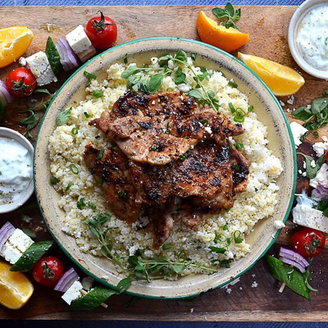 Sticky Greek Chicken On Herb Cauliflower Couscous by foodwellsaid