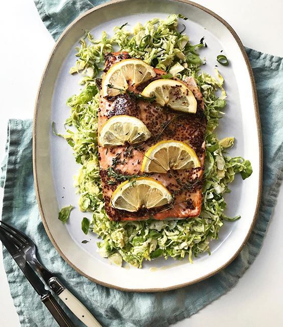 Wild Salmon And Shaved Brussel Sprouts Recipe The Feedfeed