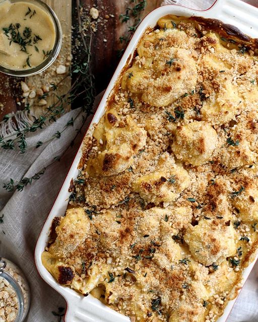 Cheesy Cauliflower Bake With Crispy Bread Crumb Topping by twospoons.ca