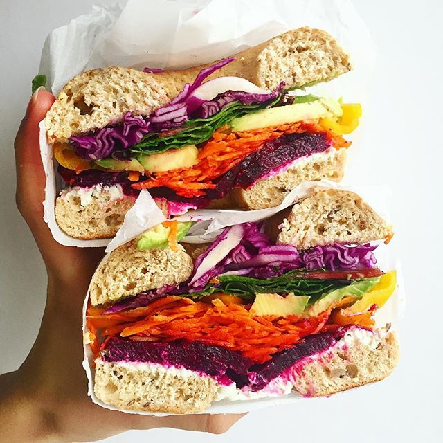 Rainbow Veggie Bagel Recipe | The Feedfeed