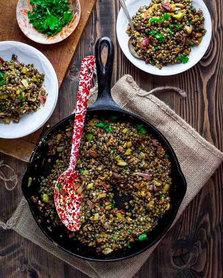 Green Lentils With Bacon Recipe | The Feedfeed