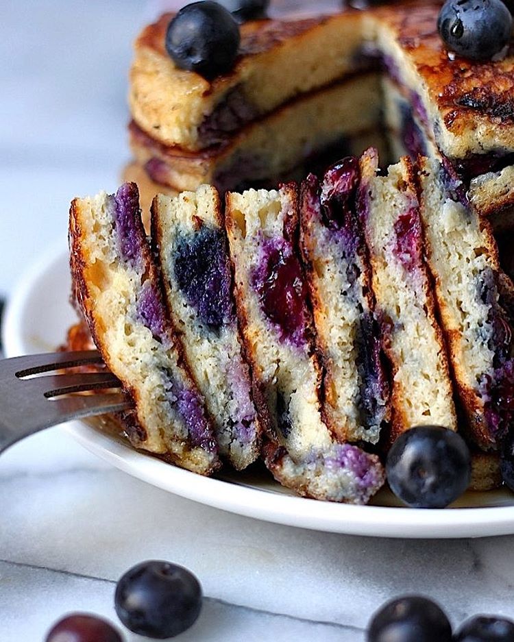 Fluffy Blueberry Pancakes by bakerbynature | Quick & Easy Recipe | The ...