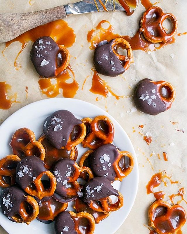 Chocolate and caramel covered pretzels recipe the feedfeed