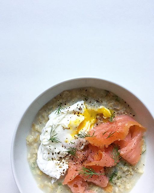 Smoked Salmon And Poached Eggs Over Savory Oats Recipe The Feedfeed
