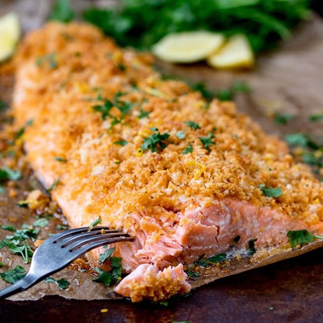 Garlic Bread Crusted Salmon by kitchensanctuary | Quick & Easy Recipe ...