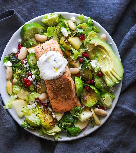 Roasted Salmon And Brussels Sprouts Salad Recipe | The Feedfeed