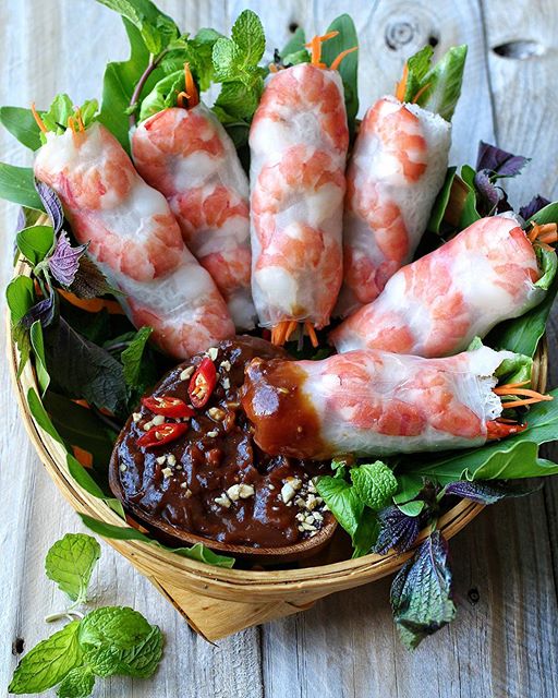 Tiger Prawn Rolls With Hoisin Peanut Sauce Recipe By Clare The Feedfeed