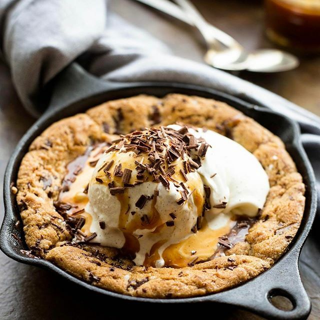 Skillet Chocolate Chip Cookie with Ice Cream Recipe